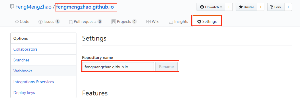 更改克隆后仓库名为username.github.io