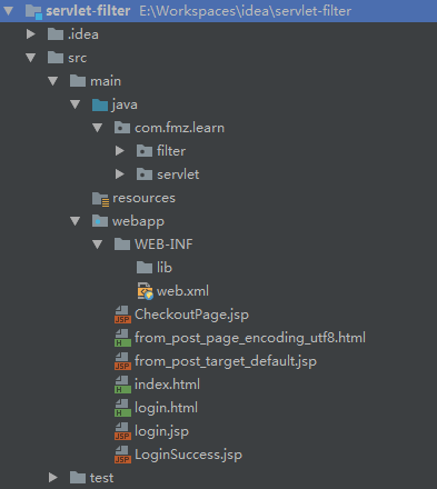 Java Filter Web App目录结构